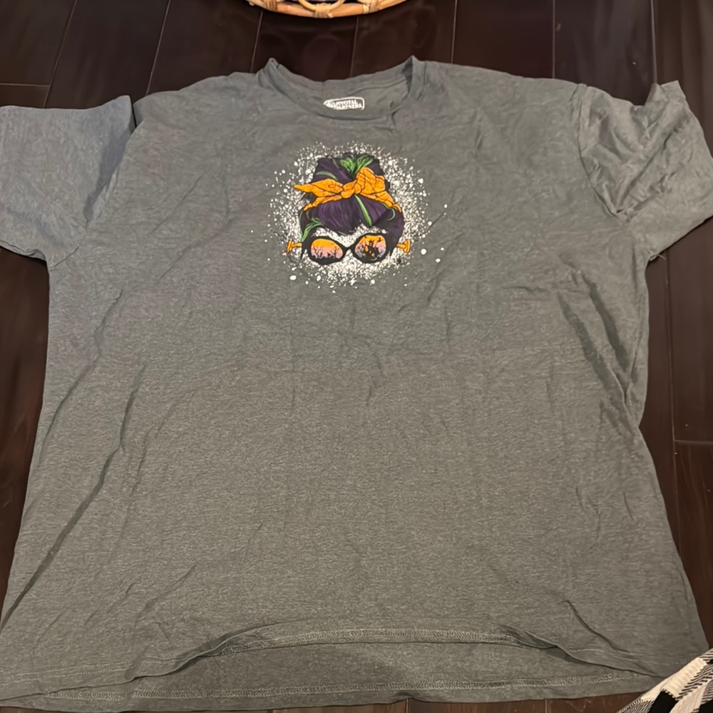 Gray Graphic T-Shirt with Colorful Design